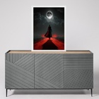 Quadro Entidade Exú Tranca Rua 45x34cm Moldura Preta