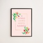 Quadro Entrego, Aceito, Confio - Rosa 24x18cm - Com Vidro Mol