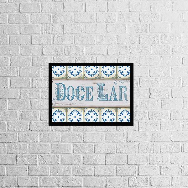 Quadro Envelhecido - Doce Lar 33x24cm - Com Vidro Moldura:mad