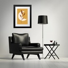 Quadro Escandinavo Lua Folha Mostarda- 60x48cm Moldura Branca