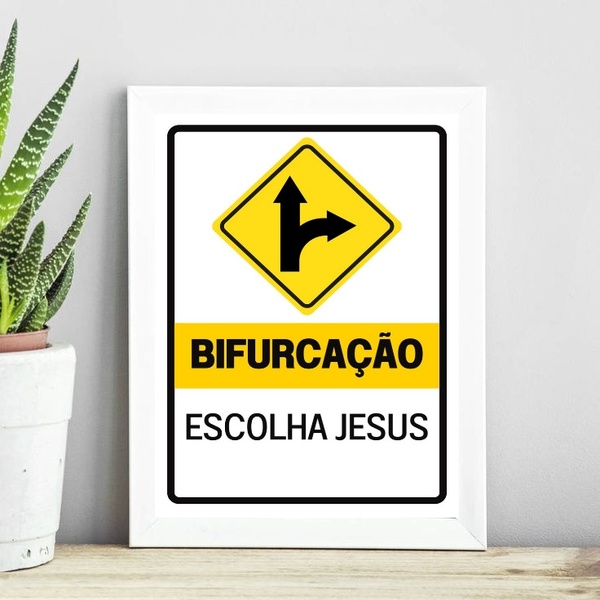 Quadro Escolha Jesus - Bifurcação 24x18cm Moldura:madeira Bra