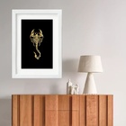 Quadro Escorpião Dourado - 60x48cm Moldura:madeira Branca