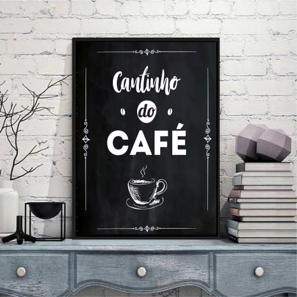 Quadro Escrito Cantinho Do Café 33x24cm Moldura:madeira Preta