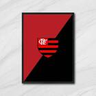 Quadro Escudo Flamengo 24x18cm Moldura:madeira Preta