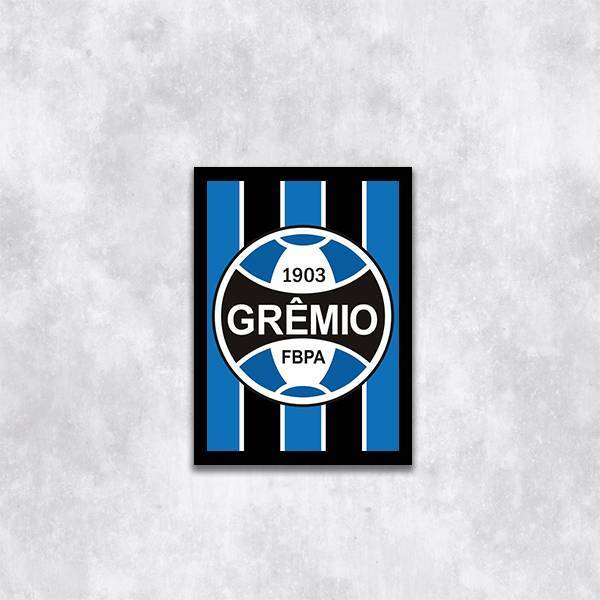 Quadro Escudo Grêmio 45x34cm - Com Vidro Moldura:madeira Bran