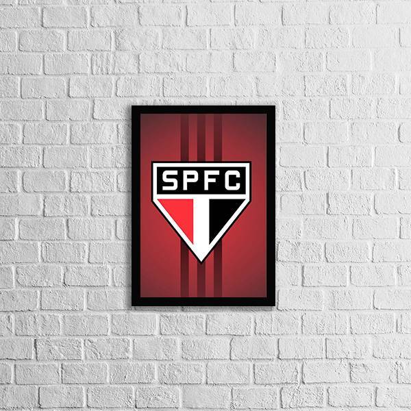 Quadro Escudo São Paulo Fc 24x18cm - Com Vidro Moldura:madeir