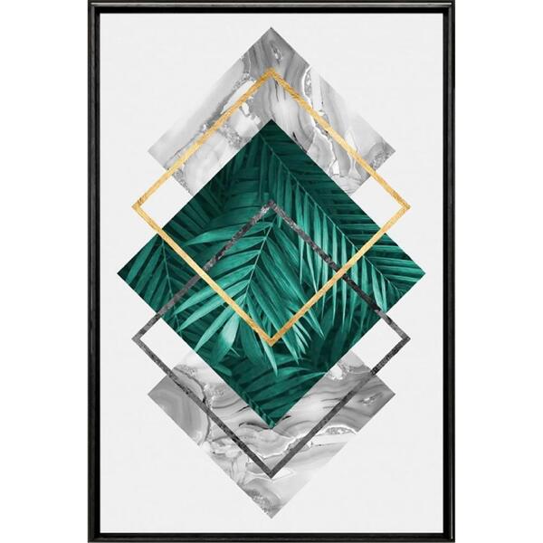 Quadro Esmeralda Abstrato 90x60cm - Casa Da Moldura