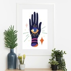 Quadro Esotérico Mão - 60x48cm Moldura Branca