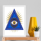 Quadro Esotérico Olho Grego Com Pirâmide 24x18cm - Com Vidro