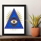 Quadro Esotérico Olho Grego Com Pirâmide 45x34cm Moldura Bran