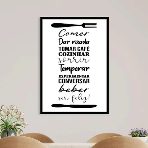 Quadro Espaço Gourmet Comer Beber Sorrir 45x34cm Moldura:made