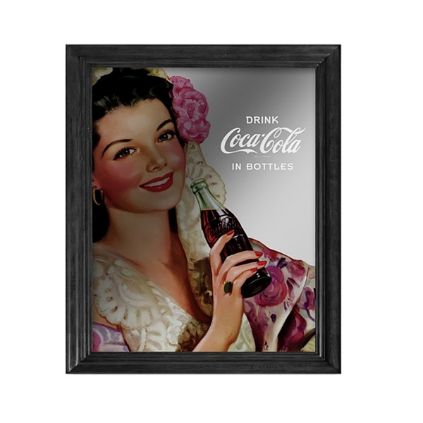 Quadro Espelho Madeira/vidro Coca-cola Pin Up Brunette Lady