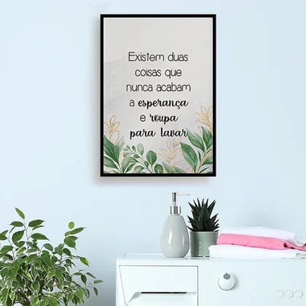 Quadro Esperança E Roupa Para Lavar 33x24cm Moldura:madeira B