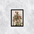 Quadro Esqueleto Com Flores 24x18cm - Com Vidro Moldura:madei