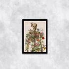 Quadro Esqueleto Com Flores 33x24cm - Com Vidro Moldura:madei