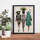 Quadro Estilo Colagem Mulheres Retrô 33x24cm - Com Vidro Mold