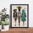 Quadro Estilo Colagem Mulheres Retrô 33x24cm - Com Vidro Mold