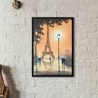 Quadro Estilo Pintura Paris 33x24cm Moldura:madeira Preta