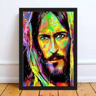 Quadro Estilo Pintura Rosto Jesus 45x34cm Moldura:madeira Bra