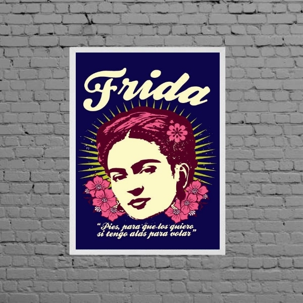 Quadro Estilo Poster Frida Kahlo 45x34cm Moldura:madeira Bran
