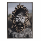 Quadro Étnico Homem Cinza com Vidro 100x70cm Arte Própria