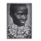 Quadro Étnico Mulher Cinza com Vidro 100x70cm Arte Própria