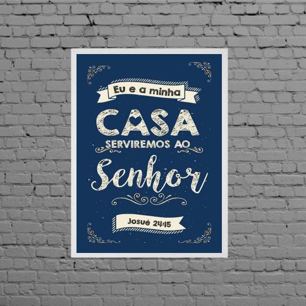 Quadro Eu E Minha Casa Serviremos Ao Senhor 33x24cm - Com Vid