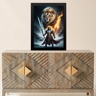 Quadro Evangélico Leão Guerreiro 33x24cm Moldura Preta