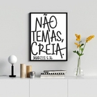 Quadro Evangélico Não Temas creia 45x34cm - Com Vidro Moldura
