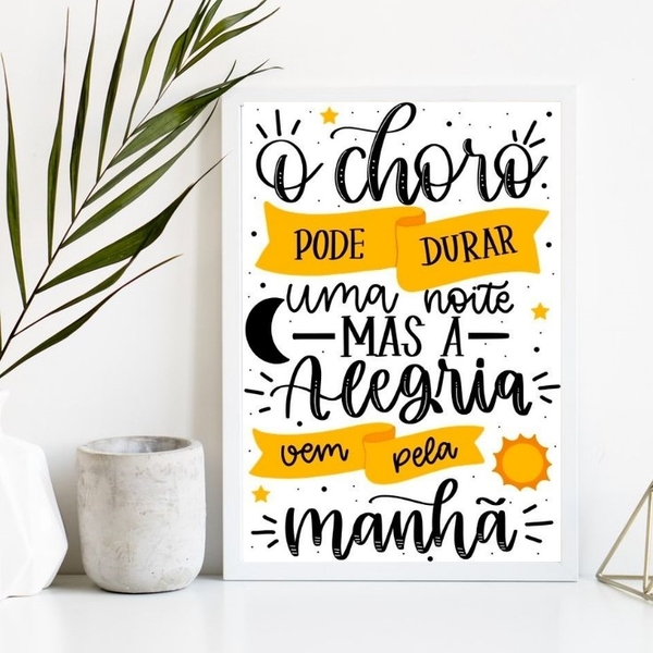 Quadro Evangélico O Choro Pode Durar Uma noite 45x34cm Moldur