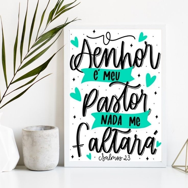 Quadro Evangélico O Senhor É O Meu pastor 33x24cm Moldura:mad