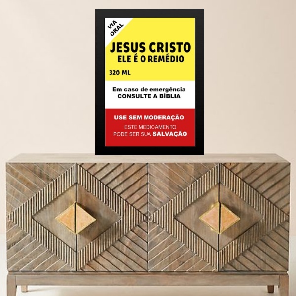 Quadro Evangélico Remédio Jesus Cristo 45x34cm - Com Vidro Mo