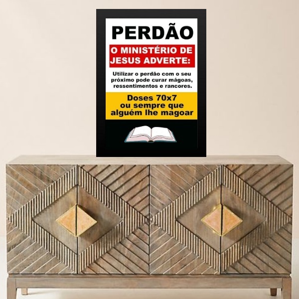 Quadro Evangélico Remédio Perdão 45x34cm - Com Vidro Moldura