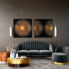 Quadro Explosion III Dourado 80x80cm