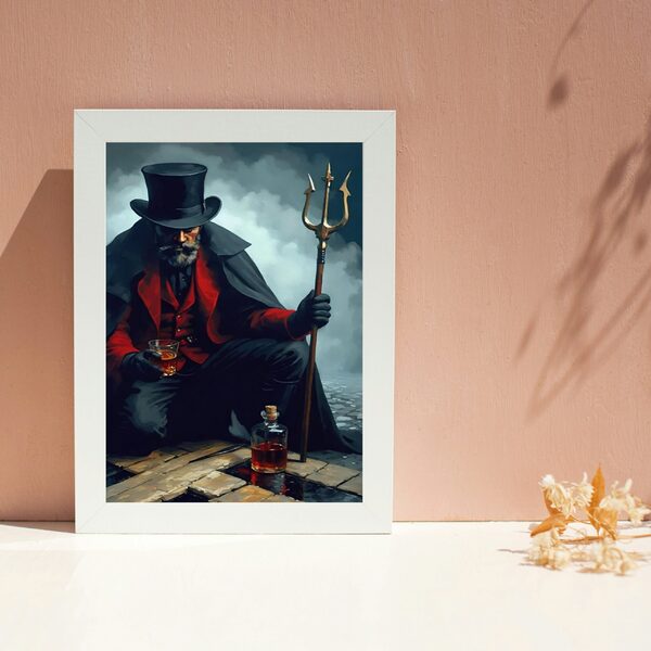 Quadro Exu 7 Encruzilhadas 45x34cm - Com Vidro Moldura Branca