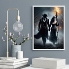 Quadro Exu E Pombagira 45x34cm Moldura:madeira Branca