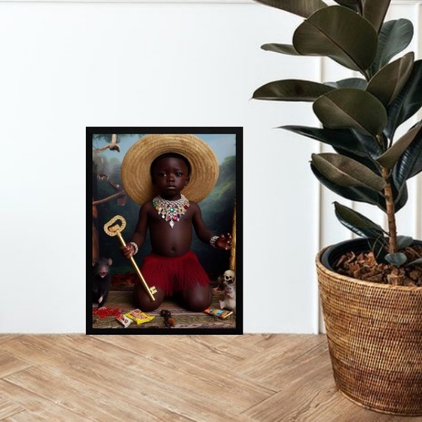 Quadro Exu Elegbára - Eleguá 33x24cm - Com Vidro Moldura:made