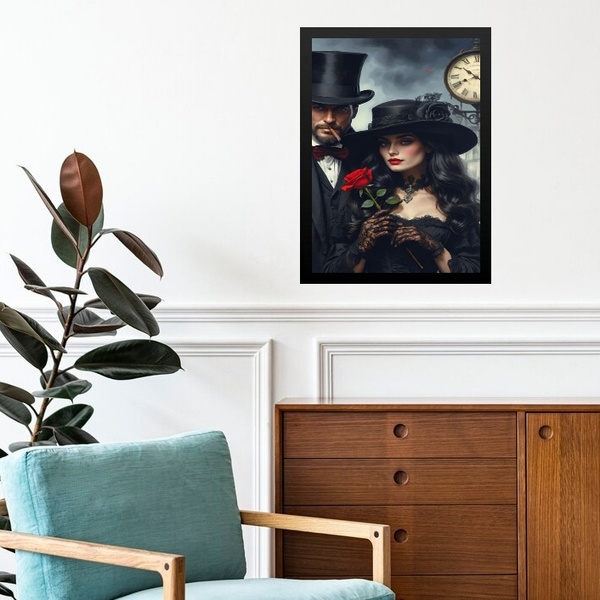 Quadro Exu Meia-noite E Dama Da Noite 24x18cm - Com Vidro Mol