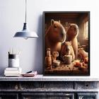 Quadro Família Capivaras Tomando Café 45x34cm - Com Vidro Mol