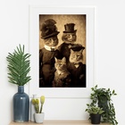 Quadro Família De Gatos Antiga - 60x48cm Moldura Branca