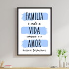Quadro Família É Onde A Vida Começa - Azul 24x18cm Moldura:ma