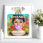 Quadro Fashion Audrey Perfume Famoso 24x18cm Moldura Branca