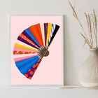 Quadro Fashion Leque - Estampas 24x18cm Moldura Branca