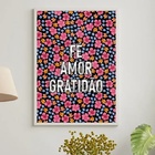 Quadro Fé Amor Gratidão - Florzinhas Vintage 33x24cm Moldura