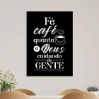 Quadro Fé Café E Deus Cuidando Da Gente 33x24cm - Com Vidro M