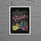 Quadro Feliz Páscoa Happy Easter 24x18cm Moldura:madeira Bran