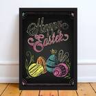 Quadro Feliz Páscoa Happy Easter 45x34cm - Com Vidro Moldura: