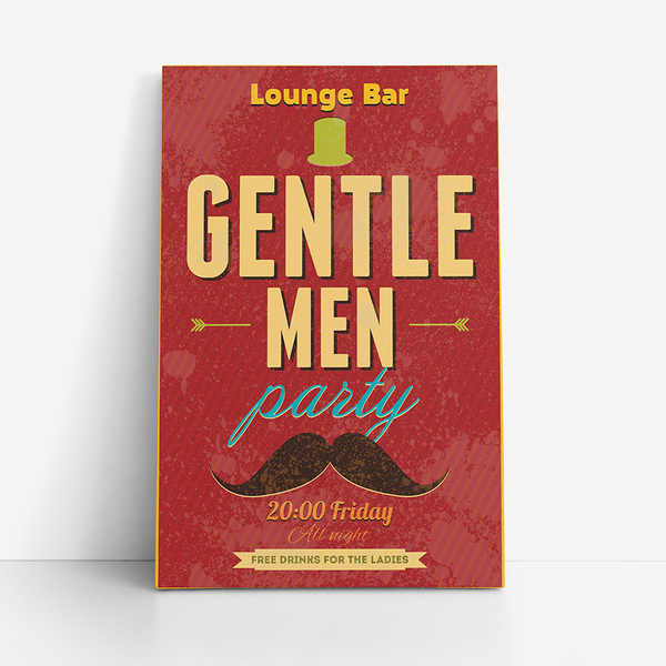 Quadro Festa Gentlemen Party Lounge Bar Canvas 120x80cm