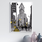 Quadro Figurativo New York - Amarelo 24x18cm - Com Vidro Mold