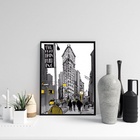 Quadro Figurativo New York - Amarelo 24x18cm - Com Vidro Mold